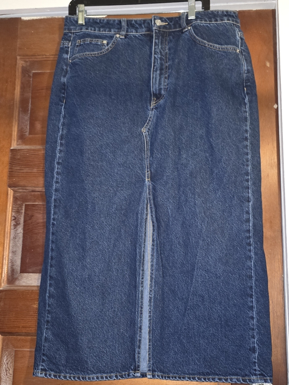 H&M Dark Blue Straight-Leg Denim Skirt